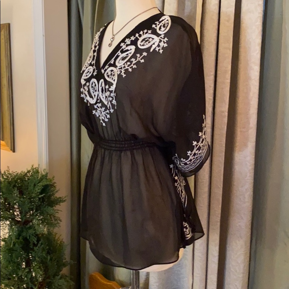 Fun & Flirt Sheer Top Black White - Picture 4 of 16